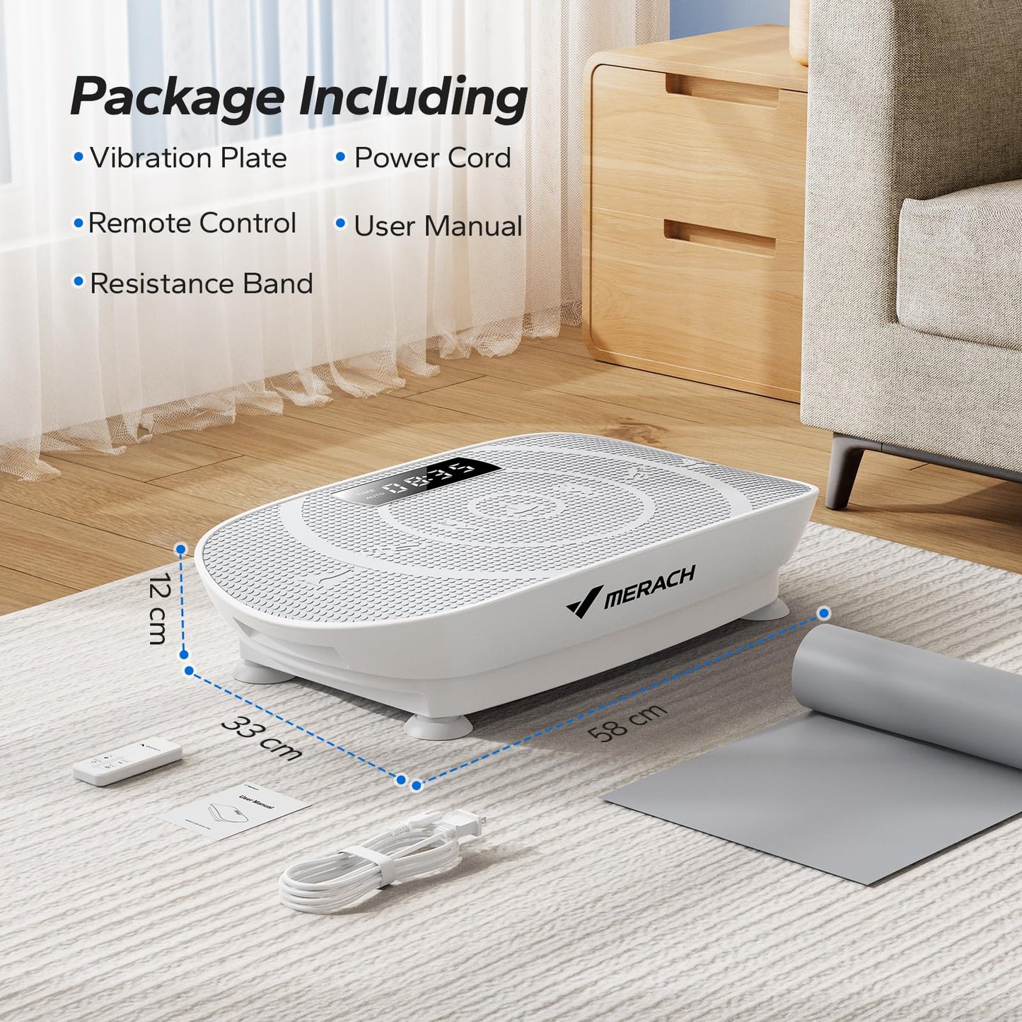 Whole Body Vibration Plate Exercise Machine with Bluetooth Speaker & Resistance Bands