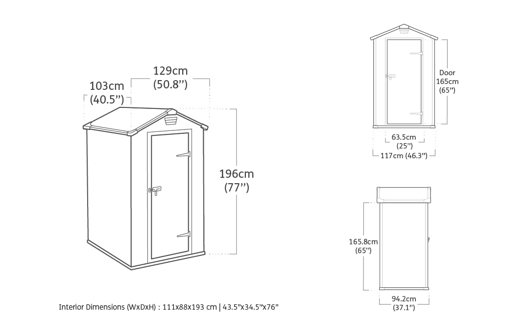 4 x 3ft Outdoor Garden Storage Shed with Floor & Ventilation