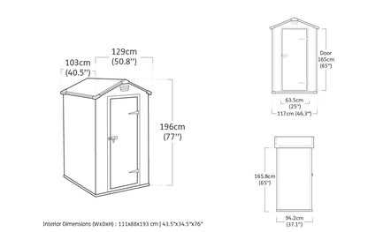 4 x 3ft Outdoor Garden Storage Shed with Floor & Ventilation