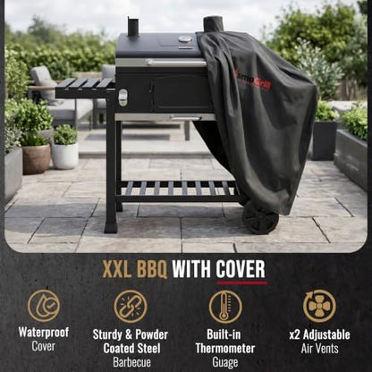 XXL Charcoal Smoker Barbecue with Adjustable Coal Tray & Cover