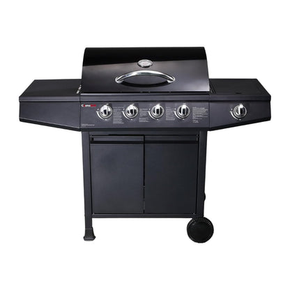 5 Burner Gas Barbecue Grill with Side Burner, Warming Rack & Storage