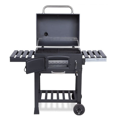 XL Charcoal Smoker Barbecue with Adjustable Coal Tray & Folding Side Tables