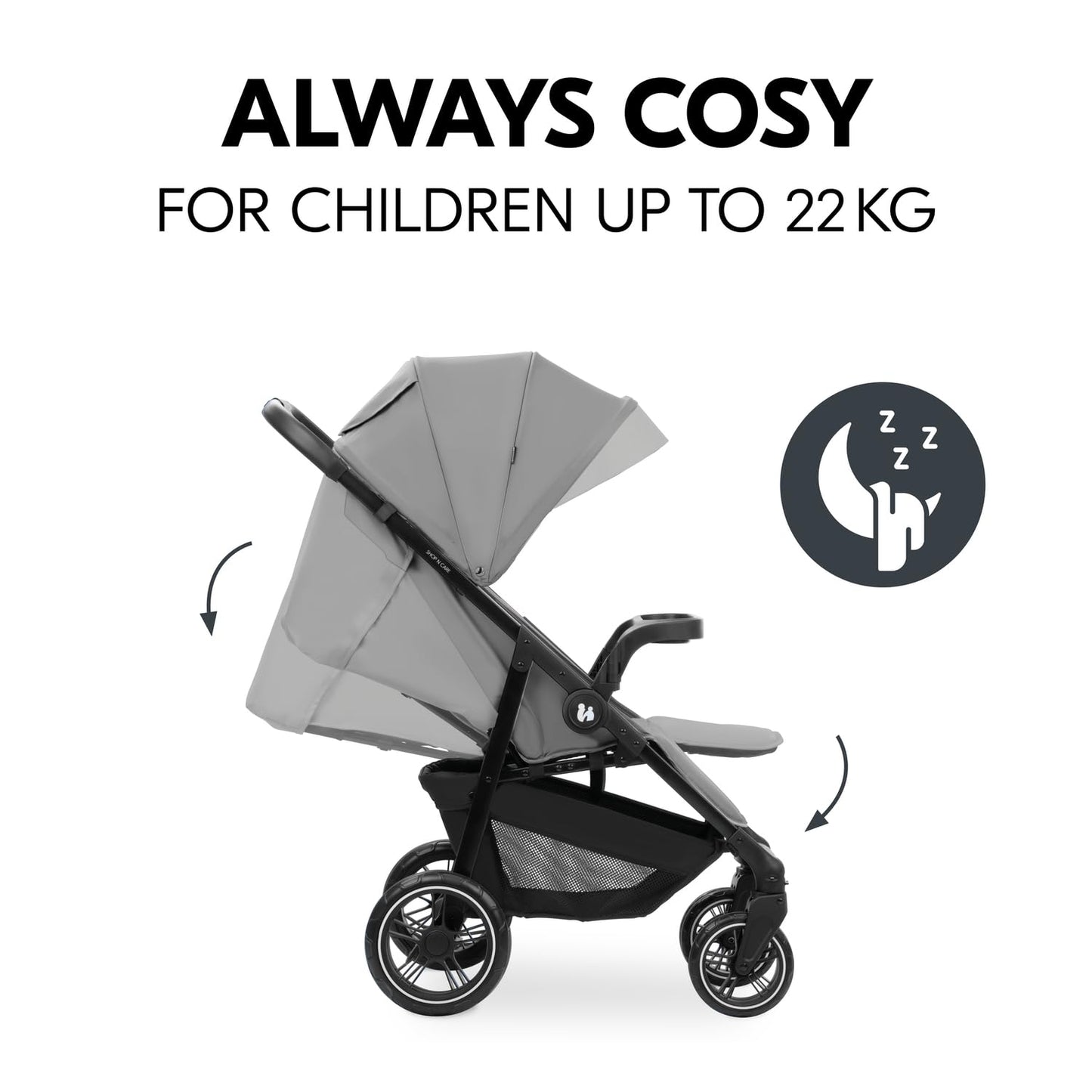 Lightweight City Pushchair with One-Hand Fold, Snack Tray & Rain Cover - Grey