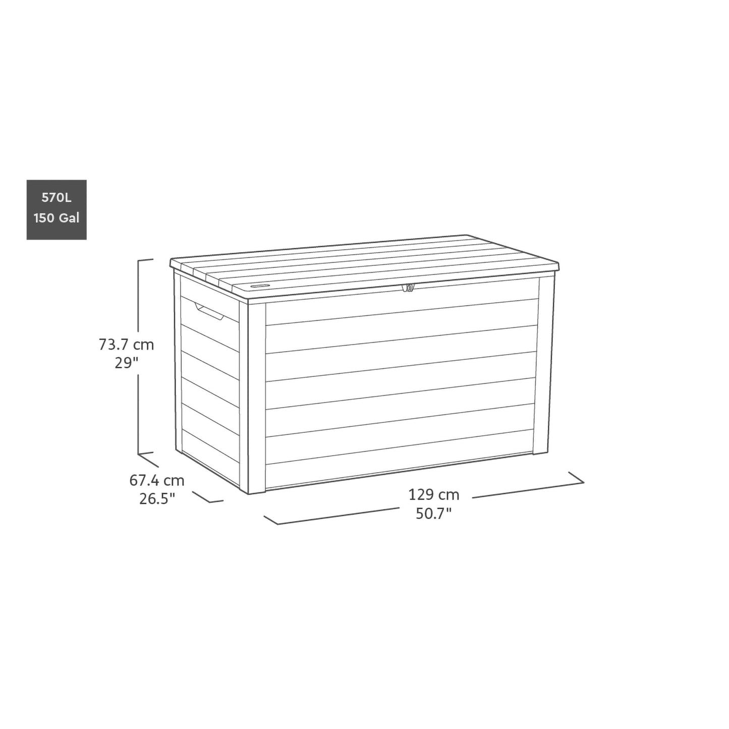 575L Outdoor Garden Storage Box with Wood Effect Finish & Seating