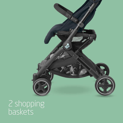 Ultra Lightweight Compact Pushchair with Automatic Fold & Lie-Flat Seat - Graphite