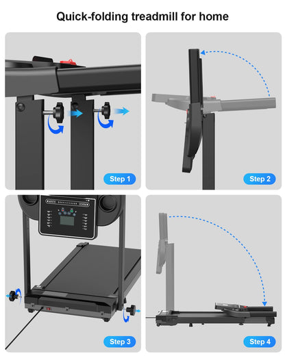 Folding Treadmill with Handle, LCD Display, 12 Workout Programmes & 10km/h Speed