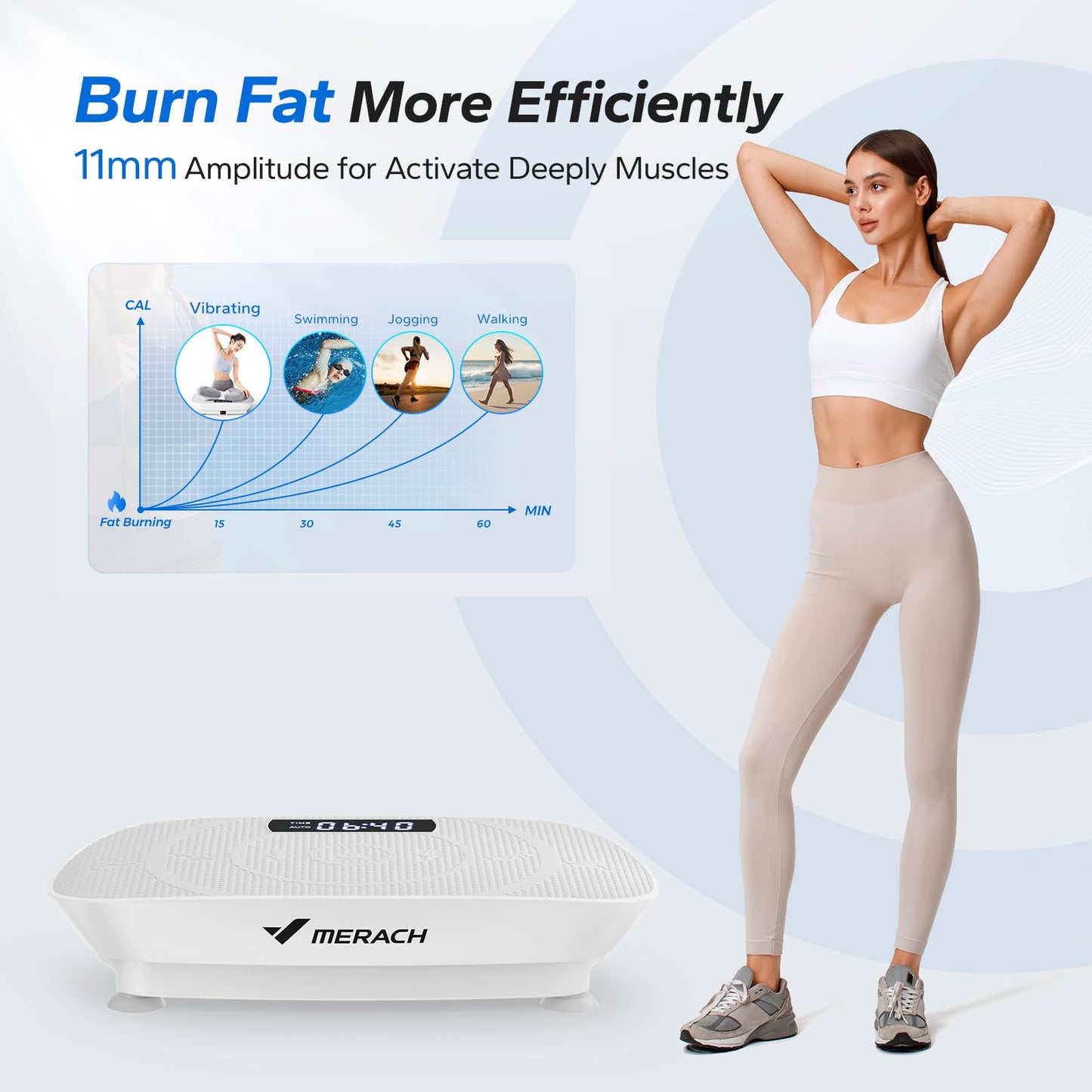 Whole Body Vibration Plate Exercise Machine with Bluetooth Speaker & Resistance Bands