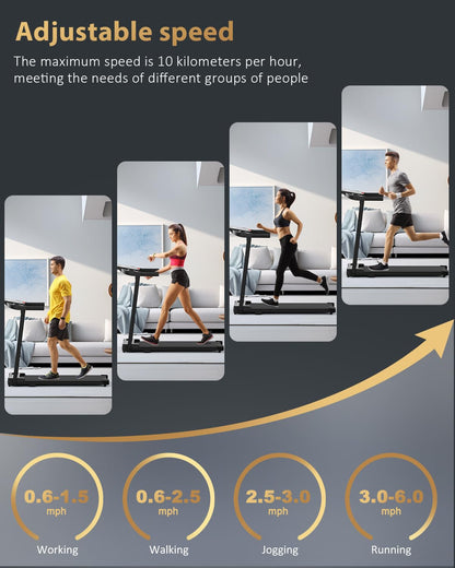 Folding Treadmill with Handle, LCD Display, 12 Workout Programmes & 10km/h Speed