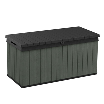 511L Outdoor Garden Storage Box with Wood Effect Finish & Seating