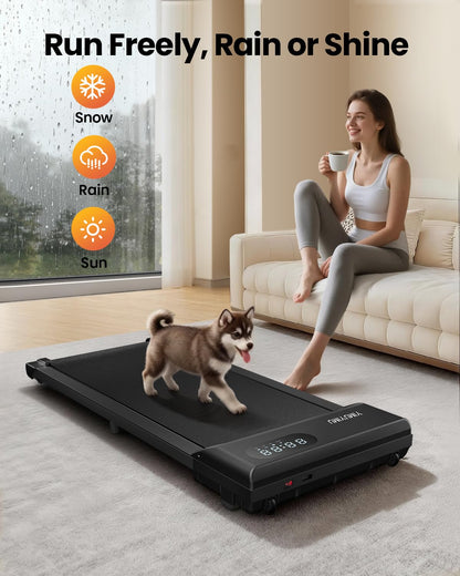 Under Desk Walking Pad Treadmill with 2.5HP Motor, LED Display, Remote Control & 6km/h Speed