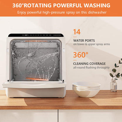 Compact Table Top Dishwasher with 6 Programs, 5L Water Tank & Auto Drying