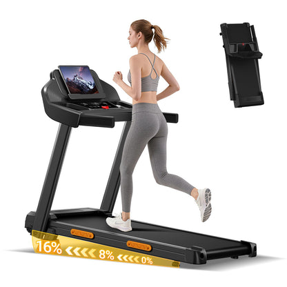 Folding Treadmill with 16% Incline, 3HP Motor, 12km/h Speed & Multi-Function Display