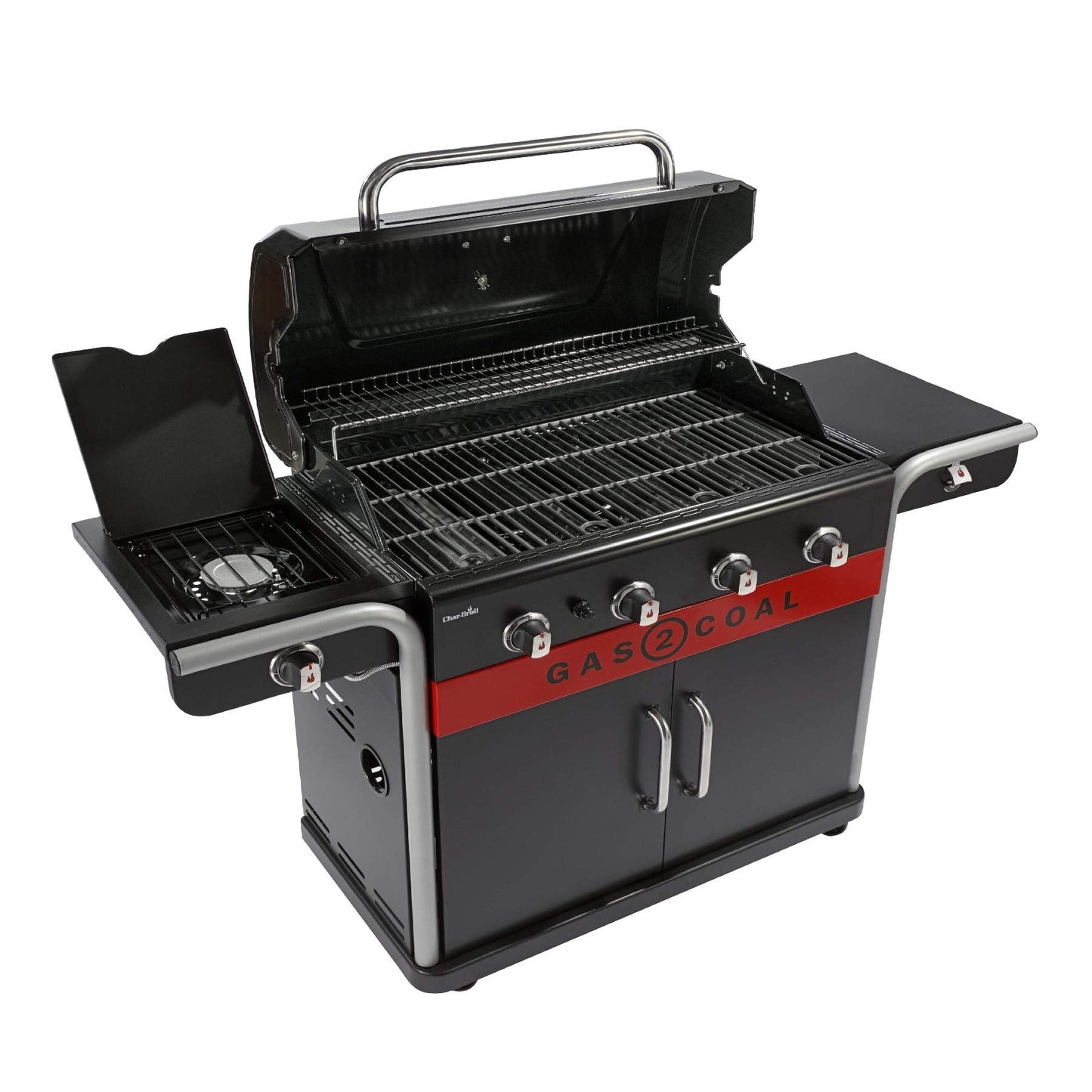 4-Burner Hybrid Gas & Charcoal Barbecue Grill with Electronic Ignition