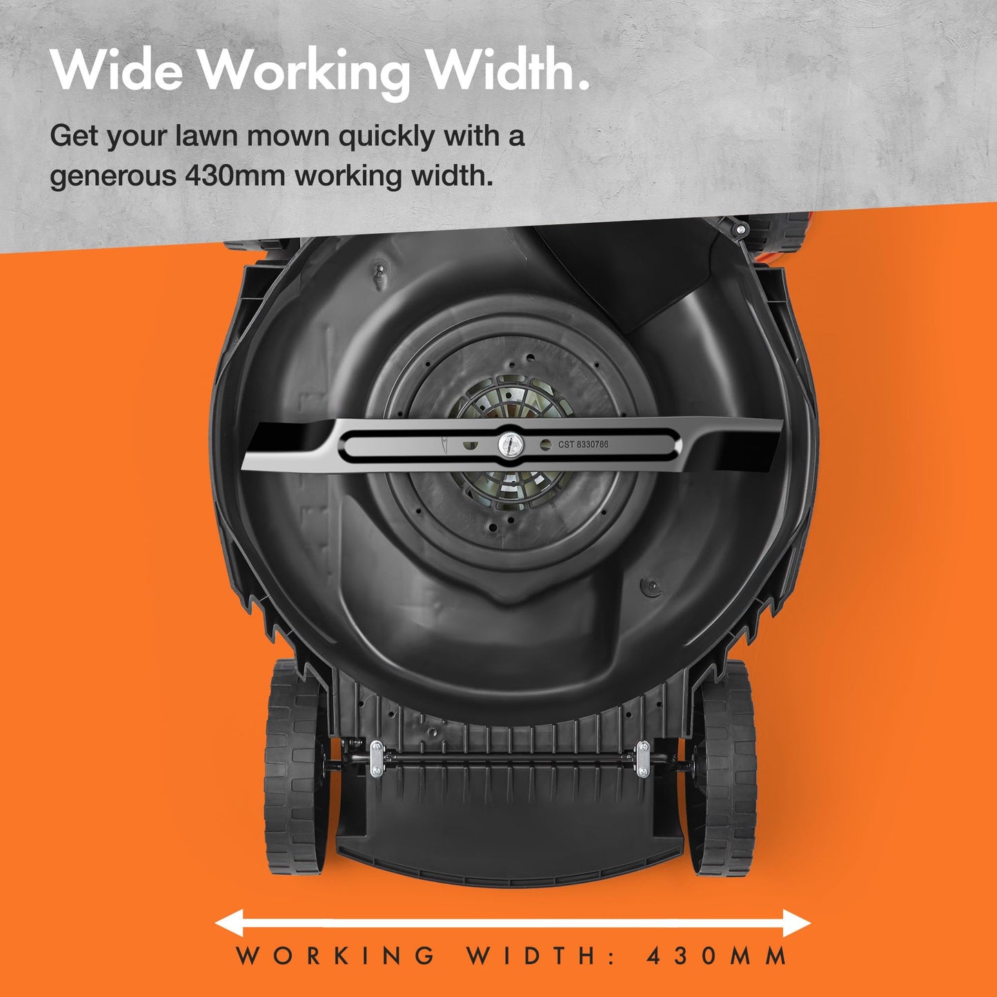 1800W Electric Lawn Mower with 43cm Cutting Width, 52L Grass Box & Mulching Function