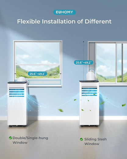 9,000 BTU 4-in-1 Portable Air Conditioner — Cooling, Dehumidifier, Fan & Sleep Mode, 20m² Coverage, Digital Display, 24hr Timer, Window Kit