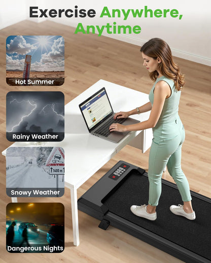Walking Pad with 8% Incline, 2.5HP Under Desk Treadmill, LED Display & Remote Control