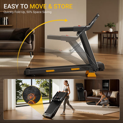 Folding Treadmill with 16% Incline, 3HP Motor, 12km/h Speed & Multi-Function Display