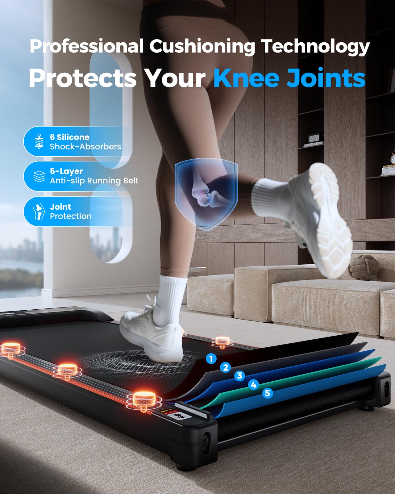 Walking Pad with 8% Incline, 2.5HP Motor, LED Display & Remote Control for Home Office