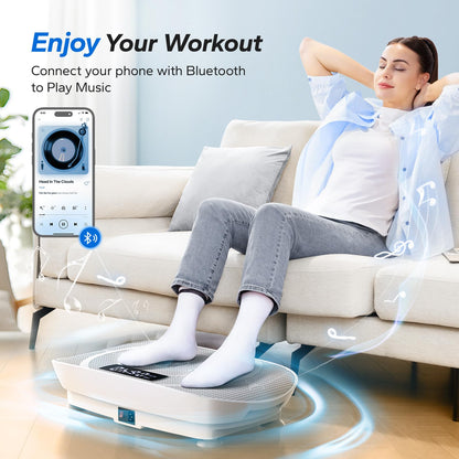 Whole Body Vibration Plate Exercise Machine with Bluetooth Speaker & Resistance Bands