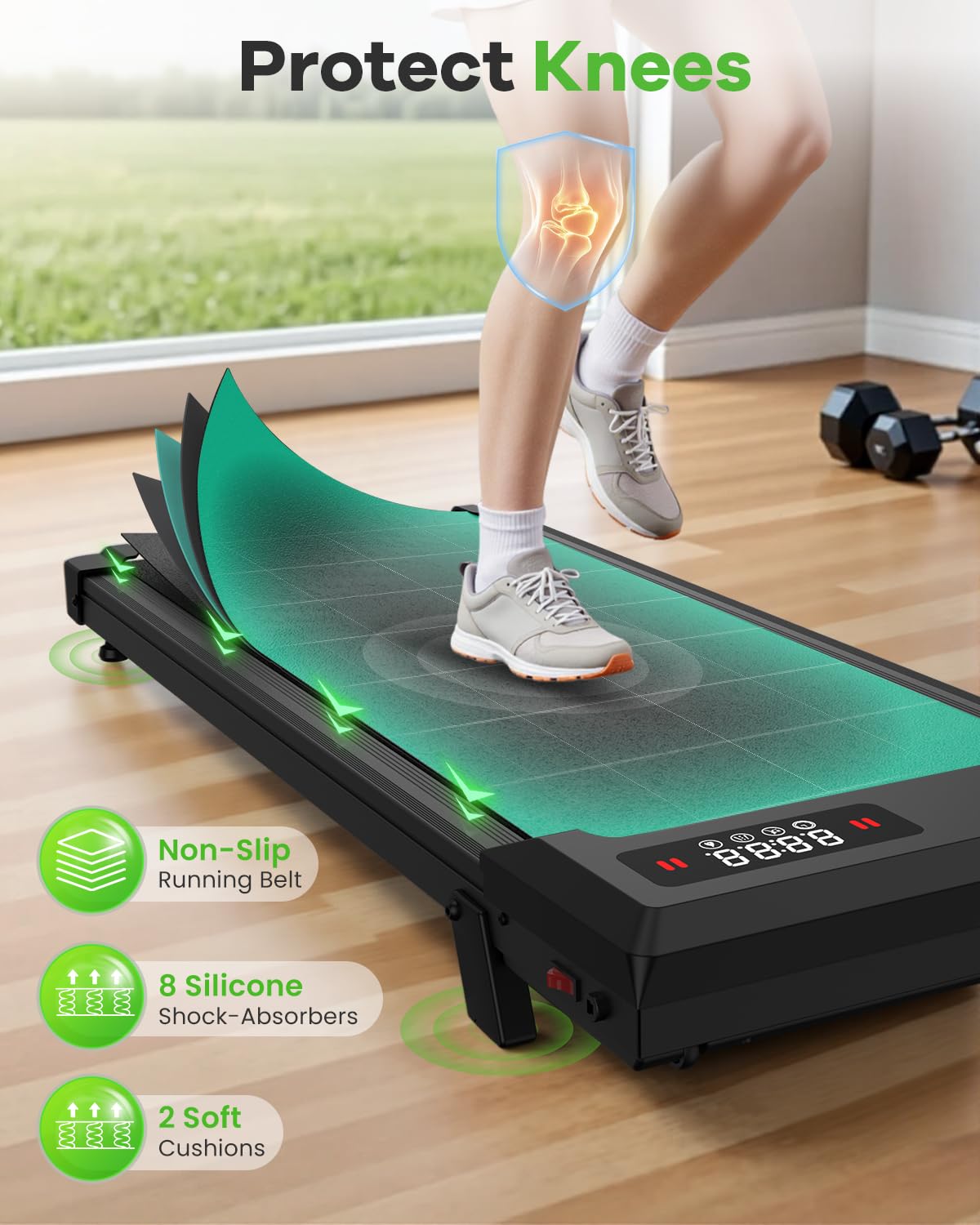 Walking Pad with 8% Incline, 2.5HP Under Desk Treadmill, LED Display & Remote Control