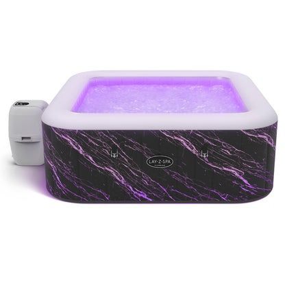 4-6 Person Square Inflatable Hot Tub with 140 Air Jets & LED Lighting