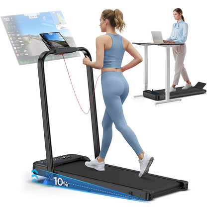 6-in-1 Folding Walking Pad with 10% Incline, 3.0HP Motor, Handle Bar & App Connectivity