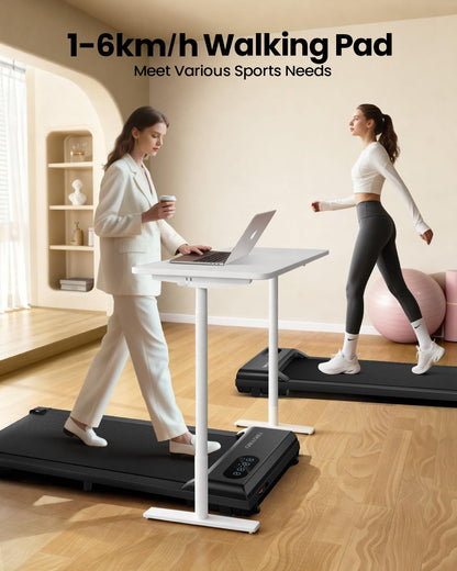 Under Desk Walking Pad Treadmill with 2.5HP Motor, LED Display, Remote Control & 6km/h Speed
