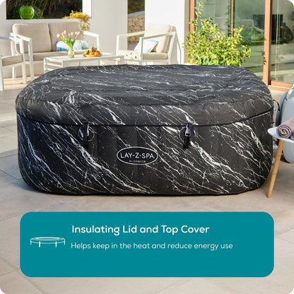 4-6 Person Square Inflatable Hot Tub with 140 Air Jets & LED Lighting