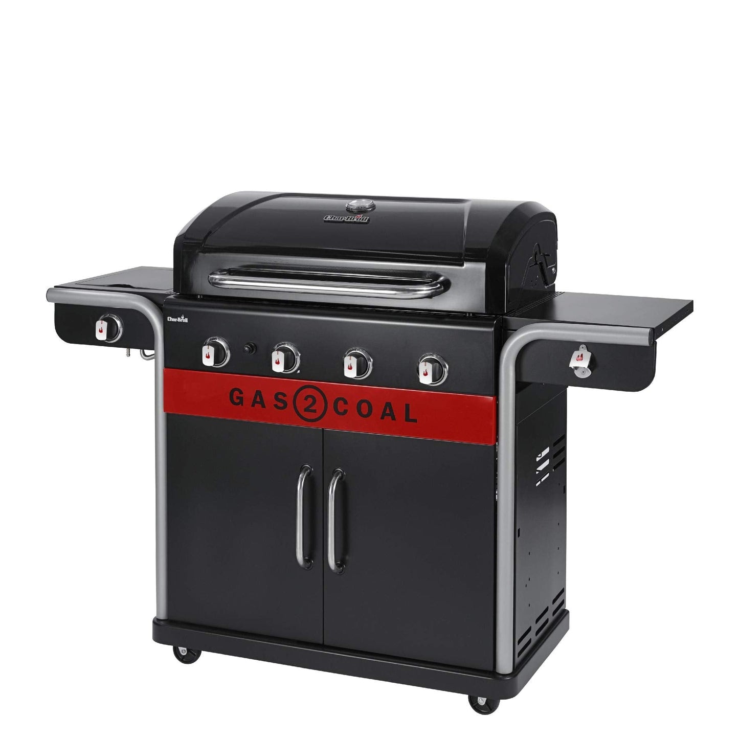 4-Burner Hybrid Gas & Charcoal Barbecue Grill with Electronic Ignition