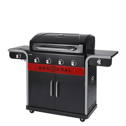 4-Burner Hybrid Gas & Charcoal Barbecue Grill with Electronic Ignition