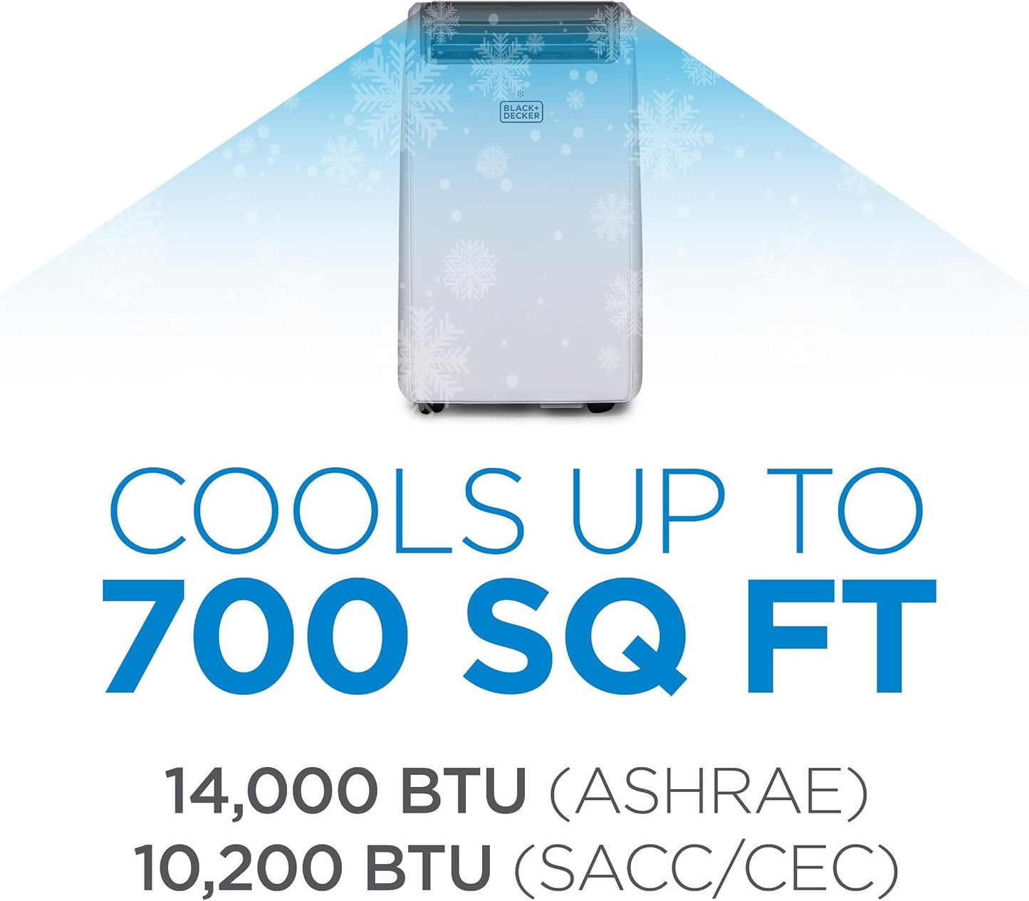 14,000 BTU Smart 3-in-1 Portable Air Conditioner — Cooling, Fan & Dehumidifier, Follow-Me Remote, 24hr Timer, Window Kit Included