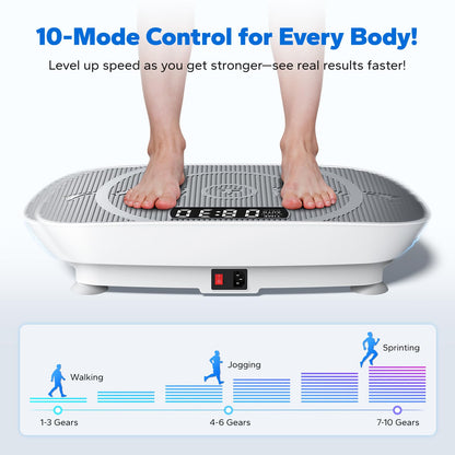 Compact Vibration Plate Exercise Machine with LED Display, Remote Control & 10 Speed Levels