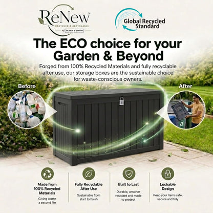 680L Large Outdoor Garden Storage Box with Lockable Lid