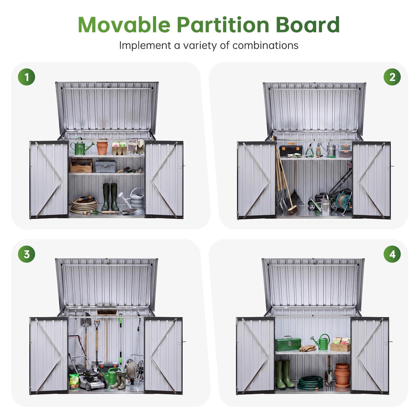 4.7 x 2.9ft Metal Garden Storage Shed with Front & Lift-Up Top Doors