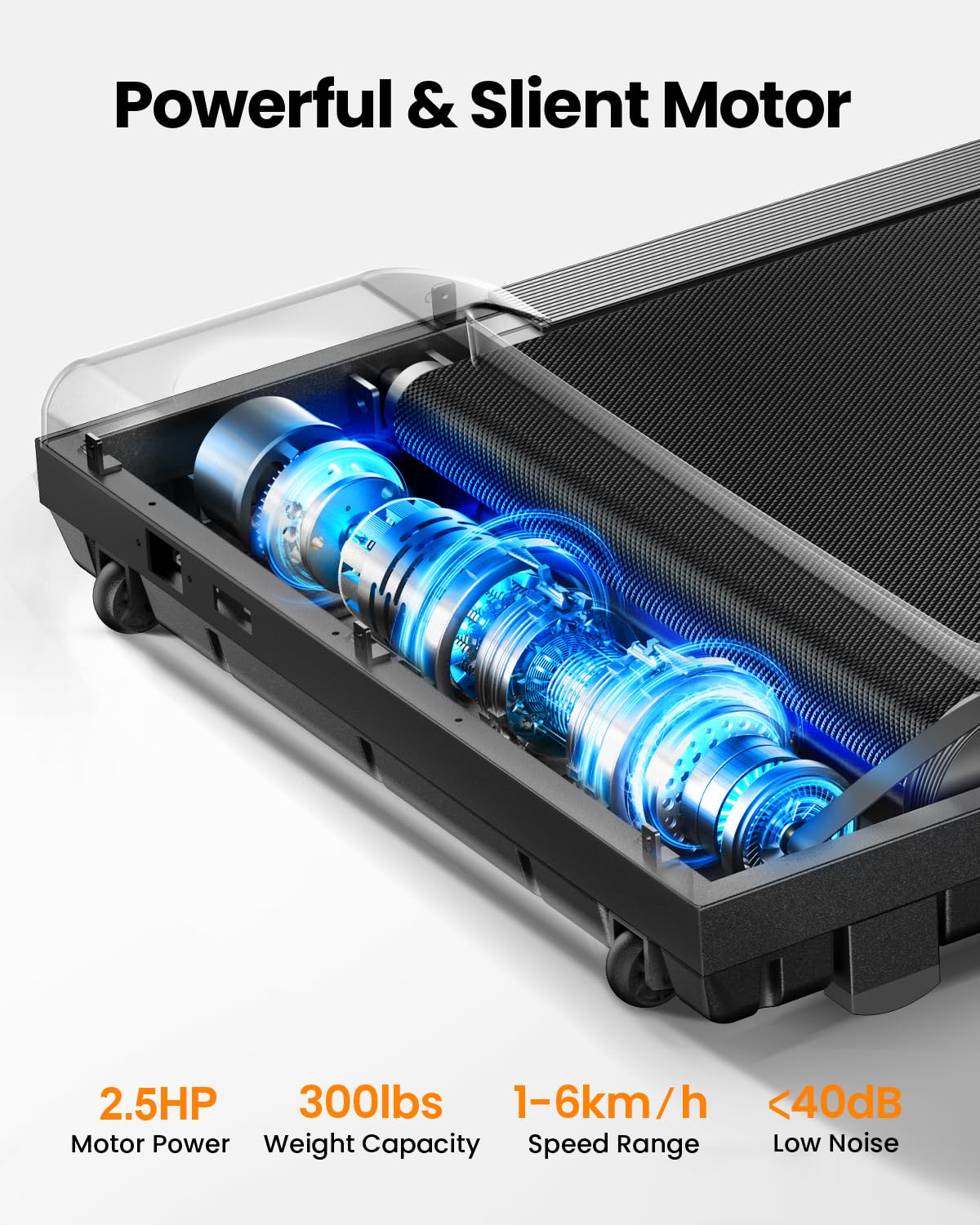 Under Desk Walking Pad Treadmill with 2.5HP Motor, LED Display, Remote Control & 6km/h Speed