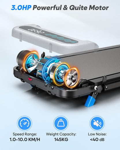 6-in-1 Folding Walking Pad with 10% Incline, 3.0HP Motor, Handle Bar & App Connectivity