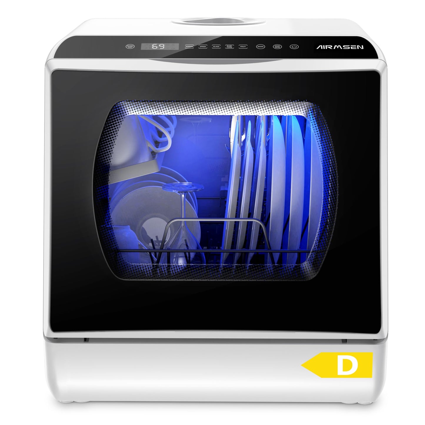 6 Program Compact Table Top Dishwasher with 5L Water Tank & Auto Drying