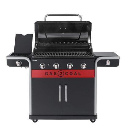 4-Burner Hybrid Gas & Charcoal Barbecue Grill with Electronic Ignition