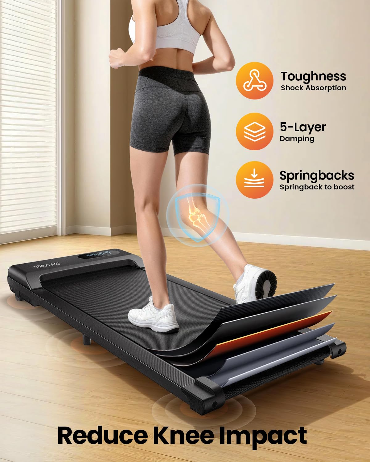 Under Desk Walking Pad Treadmill with 2.5HP Motor, LED Display, Remote Control & 6km/h Speed