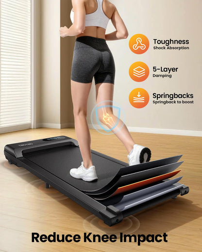 Under Desk Walking Pad Treadmill with 2.5HP Motor, LED Display, Remote Control & 6km/h Speed