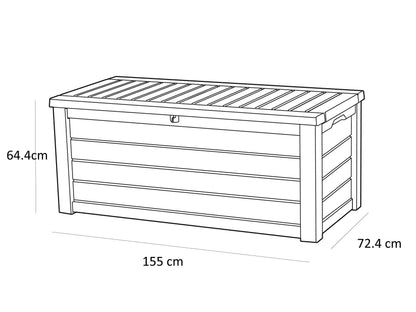 570L Outdoor Garden Storage Box with Wood Effect Finish & Seating