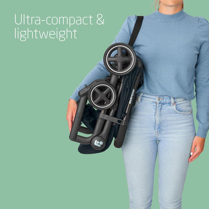 Ultra Lightweight Compact Pushchair with Automatic Fold & Lie-Flat Seat - Graphite