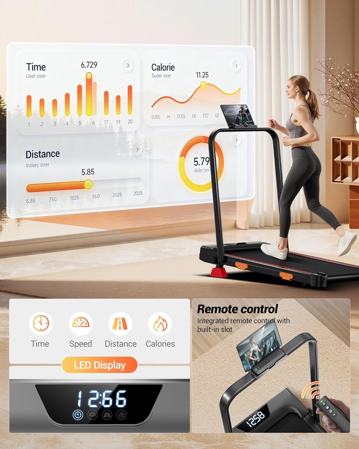 Folding Walking Pad with 15% Incline, 3.0HP Motor & Under Desk Treadmill for Home Office
