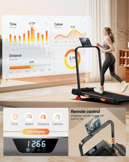 Folding Walking Pad with 15% Incline, 3.0HP Motor & Under Desk Treadmill for Home Office