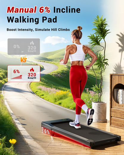 Walking Pad with 6% Incline, 2.5HP Motor, App Control & Foldable Under Desk Treadmill