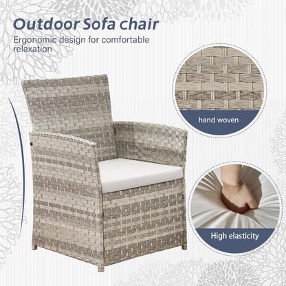 4 Person Rattan Patio Furniture Set with Sofa, Armchairs & Glass Table