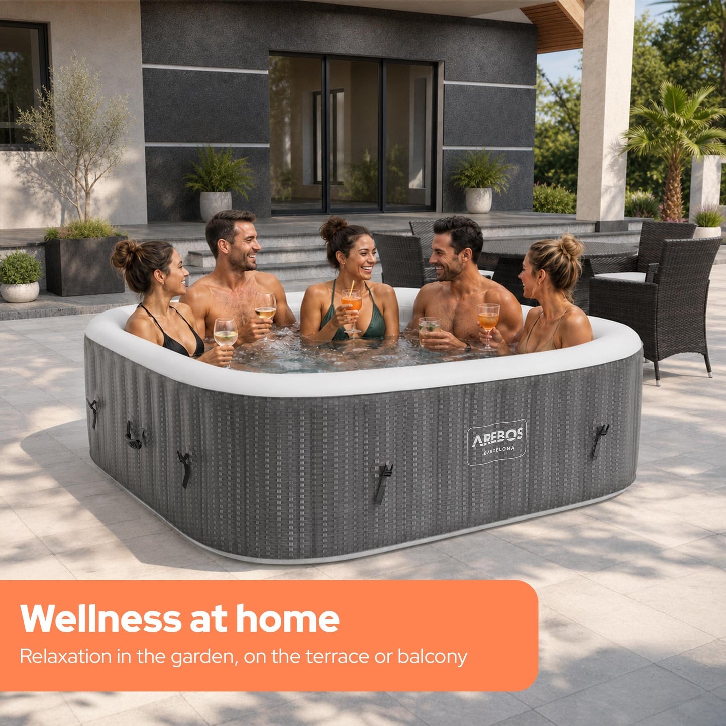 6 Person Inflatable Hot Tub Spa with 130 Massage Jets & Heating