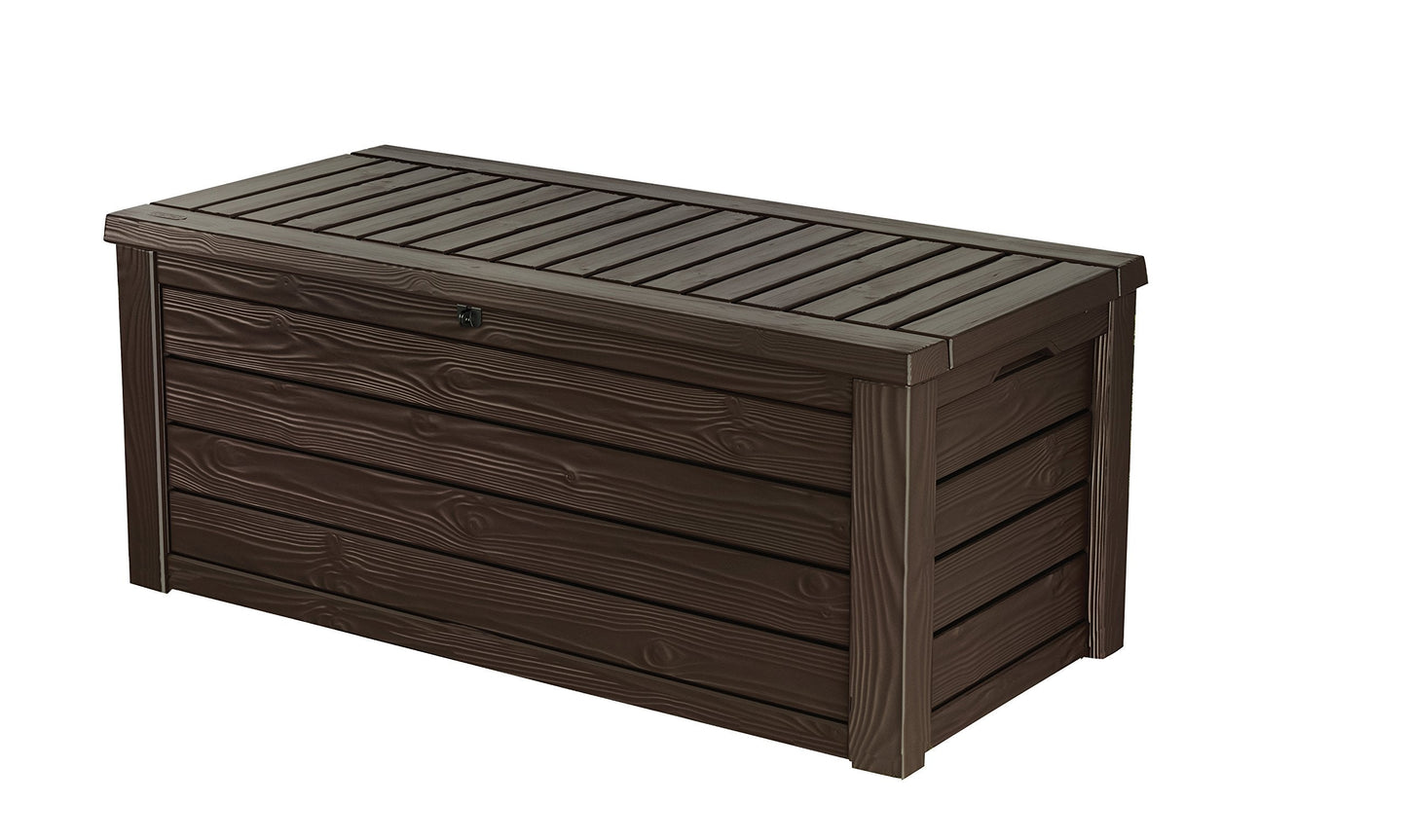 570L Outdoor Garden Storage Box with Wood Effect Finish & Seating