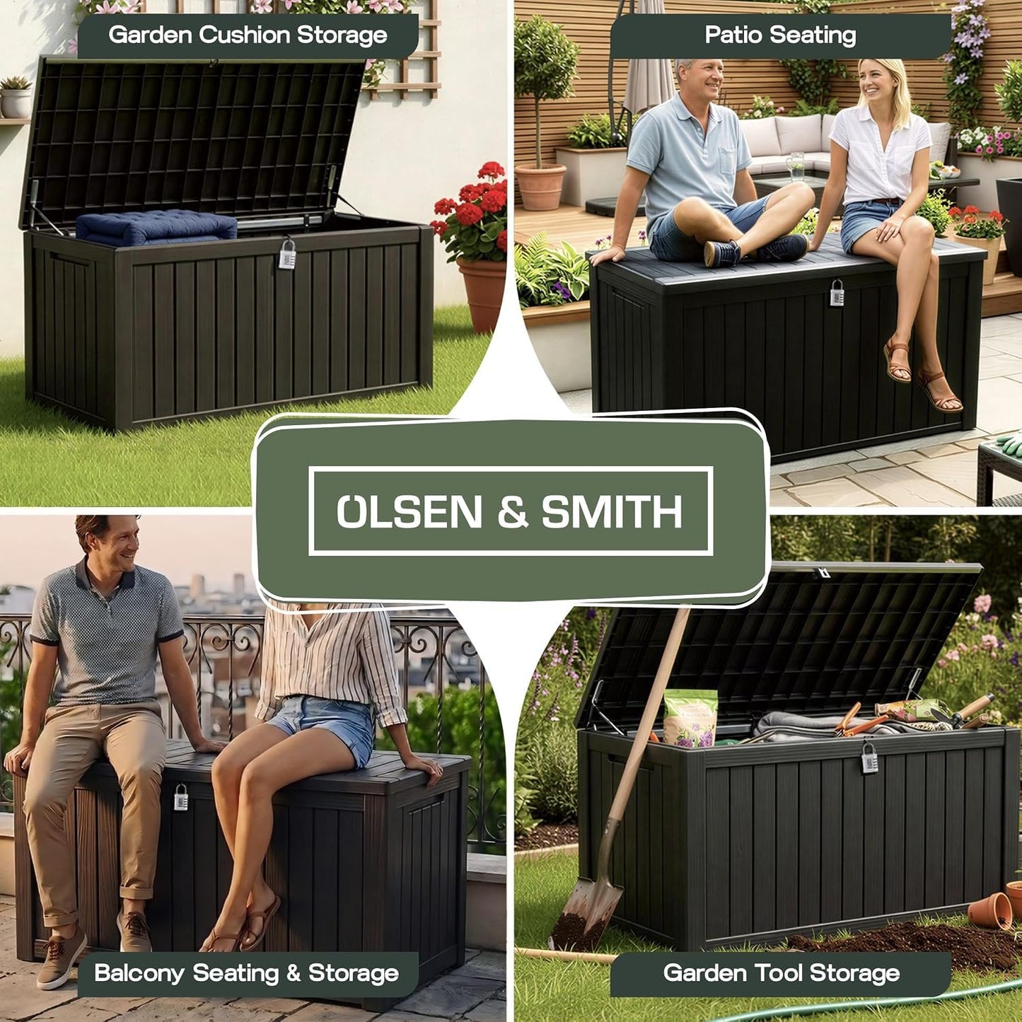 680L Large Outdoor Garden Storage Box with Lockable Lid
