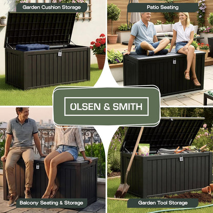 680L Large Outdoor Garden Storage Box with Lockable Lid
